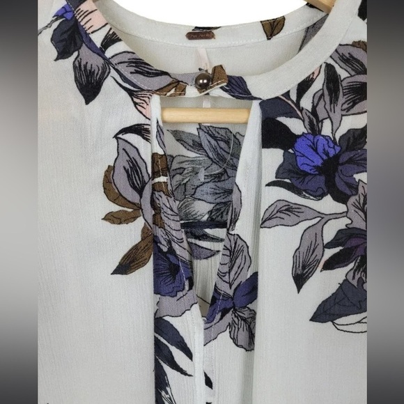 Free People Women's Floral Tree Swing Tunic Top / Mini Dress Sz M long sleeves - Picture 6 of 11